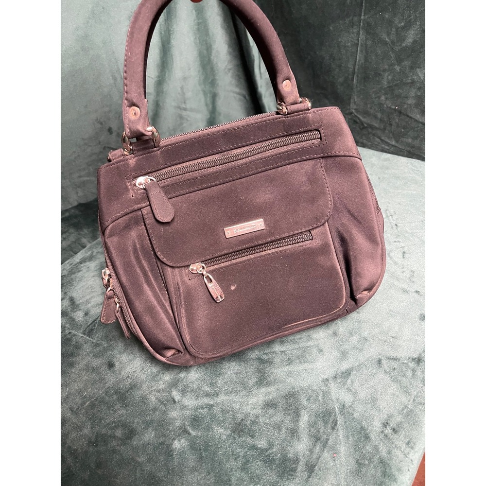 Collection Brown Microfiber Satchel Handbag Multi-Pocket Organizer Bag